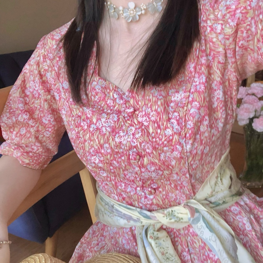 Laura Ashley Vintage pink floral dress cottagecore